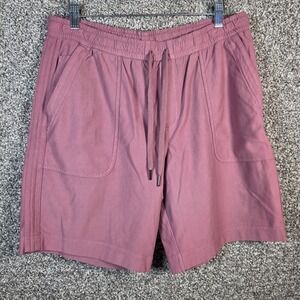 Athleta Mens Pink Cotton Stretch Gym Shorts Pockets Pull On Drawstring Size L